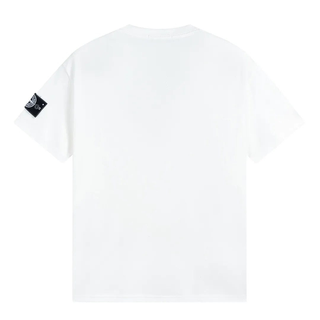 W650#P110💰 [Stone lsland/Stone Island summer new black and white Tai Chi compass cuff armband printed pattern short-sleeved T-shirt] ⚠️[Original creation, high control of details] - Made of 260 grams of combed cotton, 32 count double yarn, soft and comfortable to the touch, sweat-absorbent and breathable. - Simple, basic and versatile style, original single quality, the first choice for couples. - Made in a large factory, four needles and five threads on the shoulder, neatly arranged, high quality workmanship. -Same style for men and women, very versatile, one piece for everyone, details are clearly visible. Color: Black White Size: M L